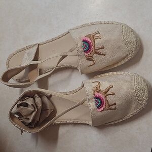 New Talbots Beaded Elephant Espadrilles